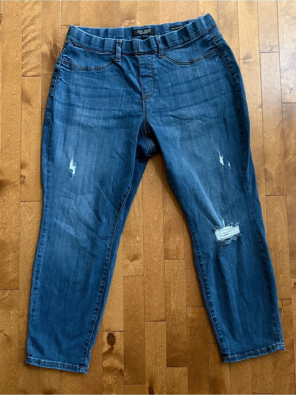 Judy Blue High Waist Elastic Waistband Distressed Boyfriend Jeans Womens 18W
